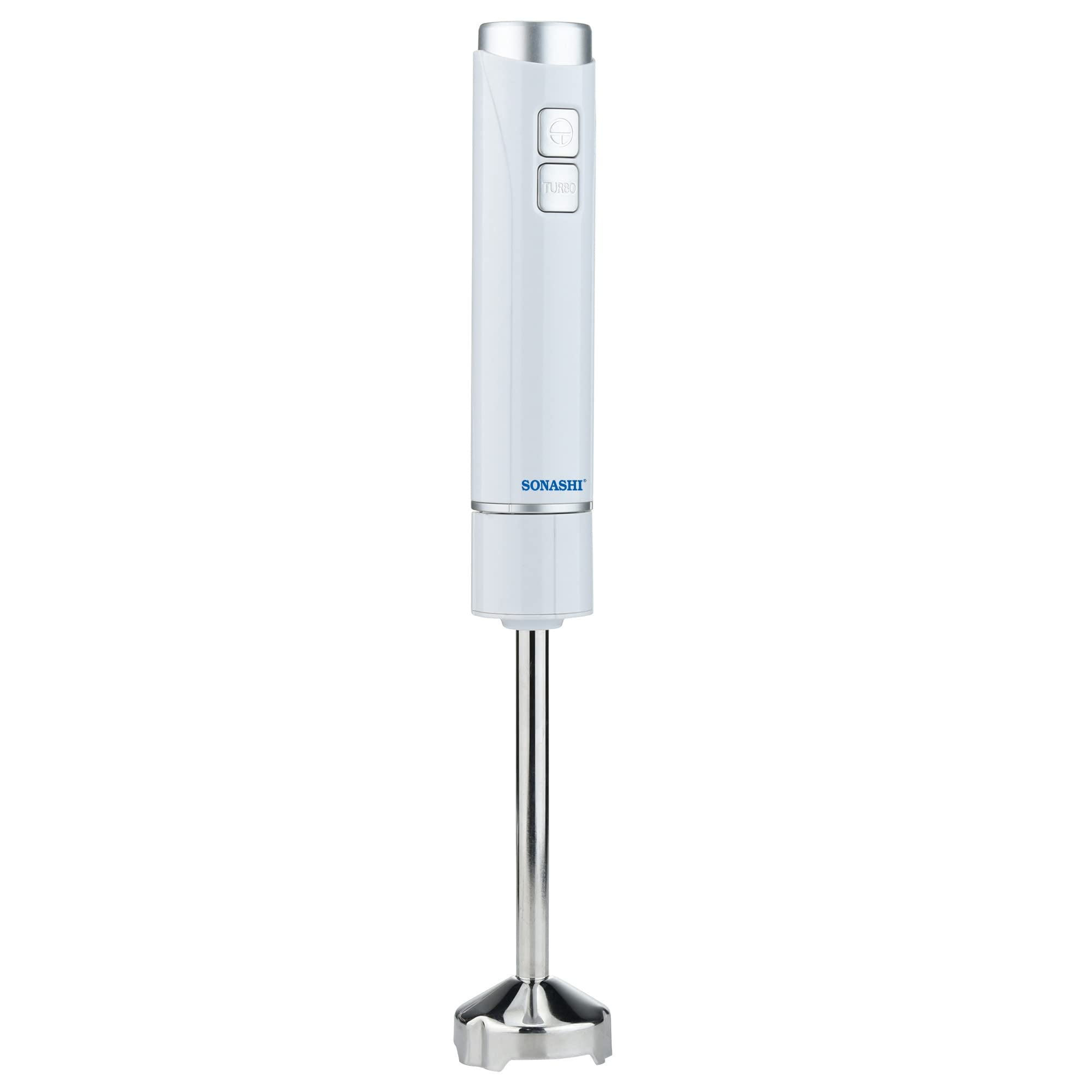 SONASHI SHB-185JCW 4-in-1 Hand Blender Chopper with Calibrated Beaker, Chopper, Whisker [White] Stainless Steel Shaft, 250W, 700ml Plastic Jar, 500ml Chopper, Speed Control, Blending Wand