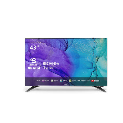 TORNADO Shield Smart LED TV 43 Inch HD With  Built-In  Receiver, 2 HDMI and 2 USB Inputs - 43ES9300E-A - Shahid VIP Promotionتلفزيون سمارت شيلد 43 بوصة LED عالي الدقة مع ريسيفر مدمج 2 منفذ HDMI و2 USB من تورنيدو موديل 43ES9300E A أسود