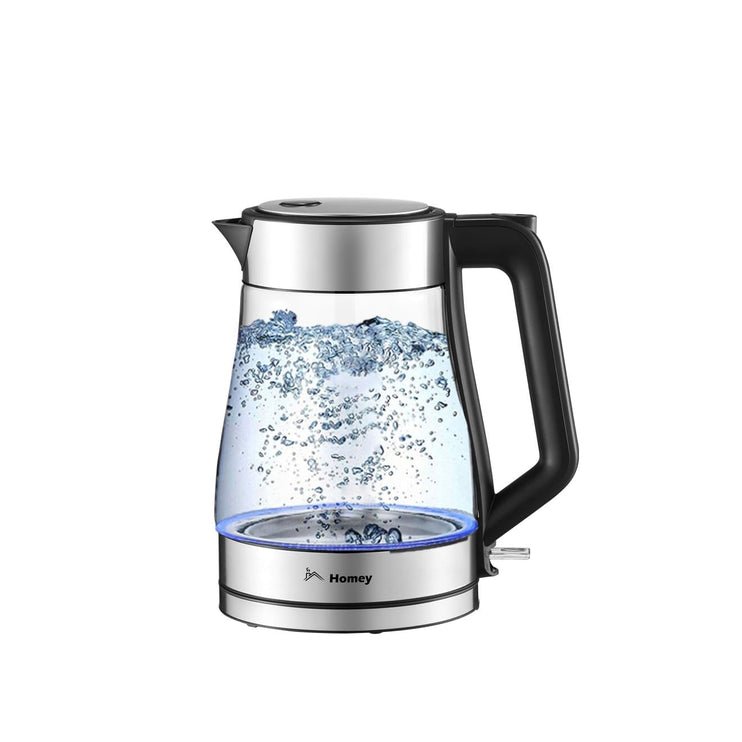 Homey Electric Glass Kettle 1.7L Capacity 1850-2200W Fast Boiling, Boil Dry Protection, Auto shut-off, LED Indicator, 1 year manufacturer warranty