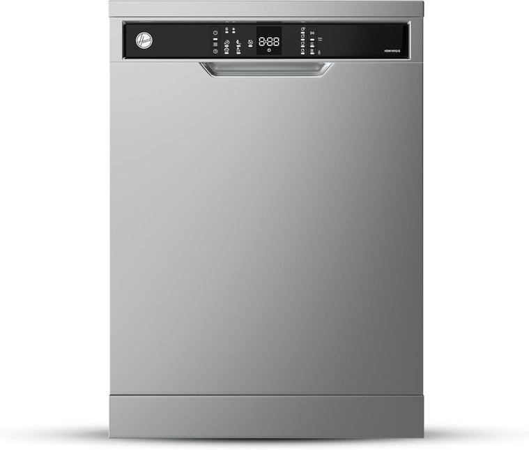 Hoover Freestanding Dishwasher, 12 Place Settings, 5 Programs, Push Button, Delay Start, Half Load Cleaning, Child Safety Lock, Quiet Operation, 1 Year Warranty ,Made in Turkey - Inox - HDW-V512-S