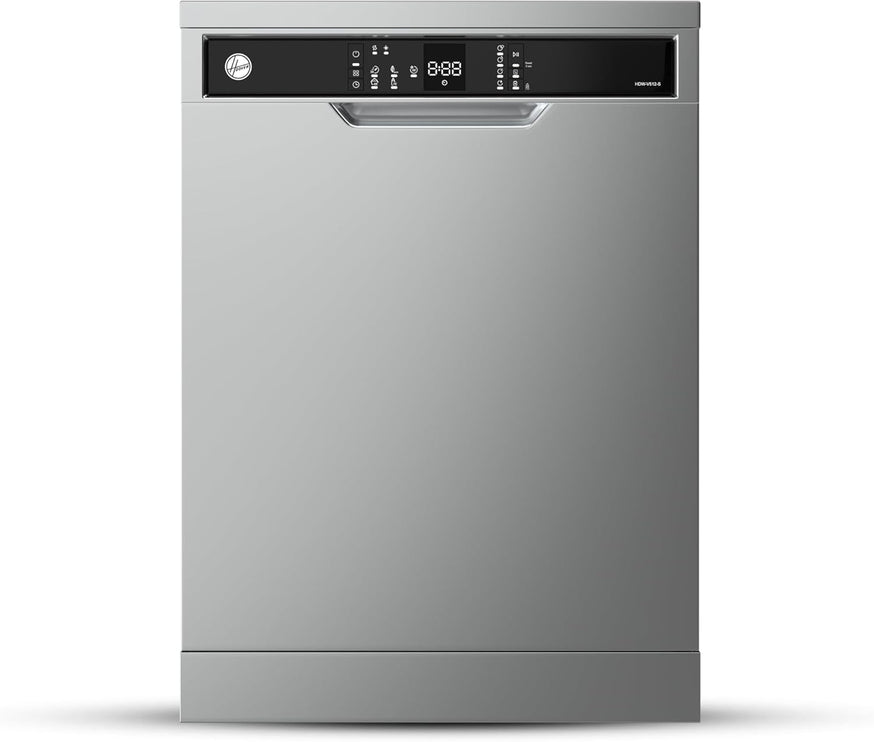 Hoover Freestanding Dishwasher, 12 Place Settings, 5 Programs, Push Button, Delay Start, Half Load Cleaning, Child Safety Lock, Quiet Operation, 1 Year Warranty ,Made in Turkey - Inox - HDW-V512-S