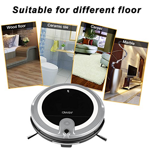 JISIWEI I3 Robotic Vacuum Cleaner Automatic Self Charging Floor Cleaner with Camera and App Remote Control Voice Prompt, Gray