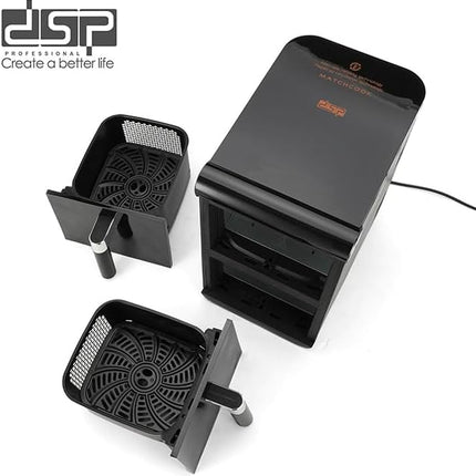 دي إس بي 12L مقلاة هوائية مزدوجة، مقلاة هوائية مزدوجة مع سلة مزدوجة ودرجين، 1700 واط، 13 قائمة طعام محددة مسبقًا بتصميم موفر للمساحة KB2189