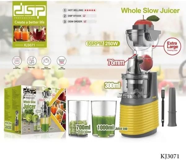 DSP KJ3071 Professional juicer machine 250W Fruit juicer-Whole Slow juicer