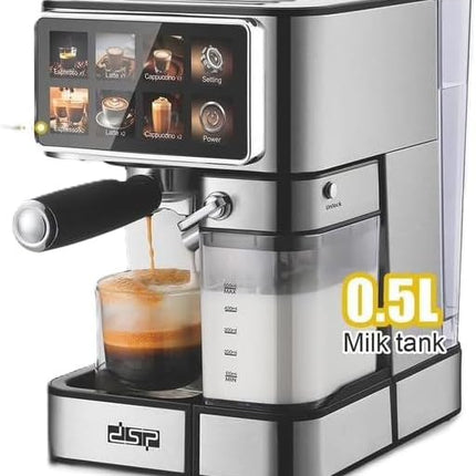DSP Espresso Coffee Maker Machine – 1350W, 15 Bar Pump, 1.8L Water Tank, Milk Frother | Coffee Machine- KA3149