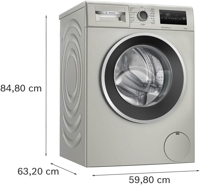 Bosch Front Load Washing Machine, WAN28283GC, 8kg, 1400RPM, Reload Function, Speed Perfect, ActiveWater Plus, Silver Inox, German Engineering