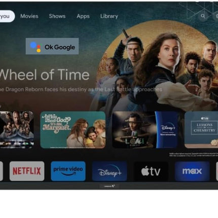 Videocon 75" Edgeless 4K UHD Official Google Tv with "Hey Google" Voice Remote, Bluetooth, Dolby Audio and Free Wall Bracket- 2024 New Model E75ELGT1100