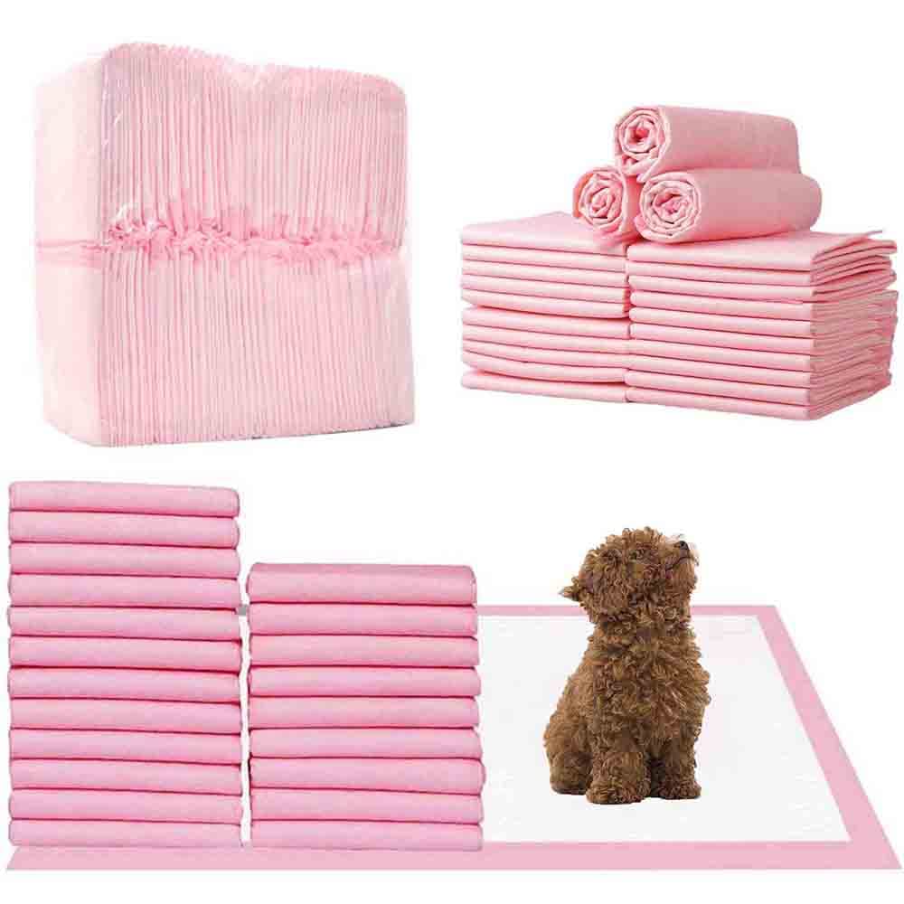 Pet Pee Pads, BEONE Super Absorbent Pet Dog Diaper, Dog Training Pee Pads, Disposable Healthy Nappy Mat For Dog Cat, Keep Healthy Clean Wet Mat (Thickened Pink 33*45 cm 100PCS)