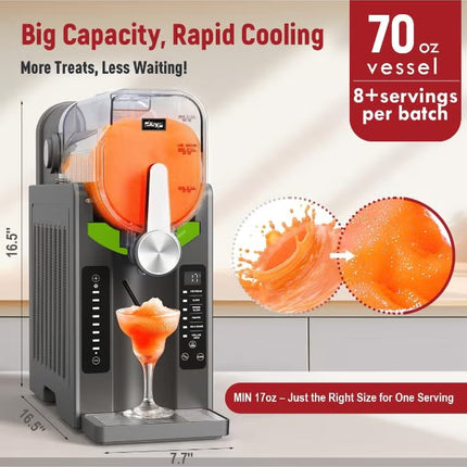DSP KJ3085 Frozen Dessert & Slushie Maker – 1500W Electric Ice Drink Machine with Quick-Freeze, Compressor Cooling, 6 Preset Modes, Adjustable Thickness & One-Touch Control – Stainless Steel