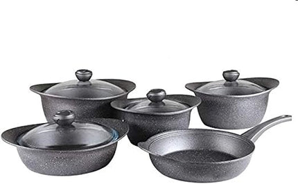 OMS 3012 GREY OVEN SAFE 9 PCS GRANITEC COOKWARE SET - MADE IN TURKEY