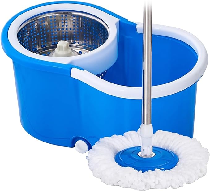 SPIN MOPS 360 Degree SPINNING MOP BUCKET HOME CLEANING WITH 2 MOP HEADS الممسحة الدوارة ممسحة تدور 360 درجة. باقة تنظيف المنزل مع رأسين مماسح