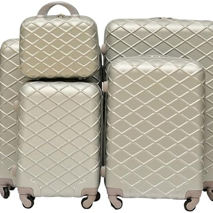 Royal Travel Grid Design Trolley Bags, Set Of 5 Pcs - Multi colour