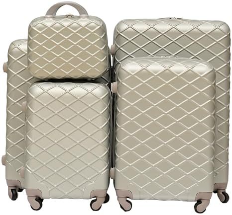 Royal Travel Grid Design Trolley Bags, Set Of 5 Pcs - Multi colour
