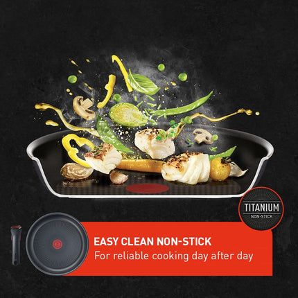 Tefal Cooking Set, Ingenio Easy On 7-piece Stackable cookware set with a removable handle, Non-Stick Coating, Heat Indicator, Diffusion Base, Healthy Cooking, Safe Cookware, Made in France, L1599602