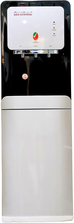 GEO GENERAL GSM-315LB Top Load Water Dispenser, 3 Taps, Hot & Cold, 5 L/hr Hot, 2 L/hr Cold, 550W Heating, 90W Cooling, 640W Total, Black + Silver