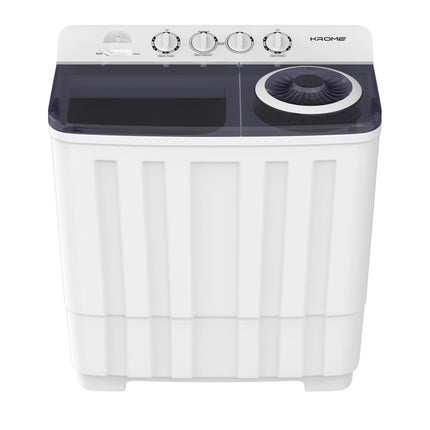 KROME 20KG Twin Tub Semi-Automatic Washing Machine, Mechanical Wash Timer, Intuitive Control, Durable Aluminium Spin Motor, 480W Wash & 200W Spin Input Power, White,KR-WSA200K