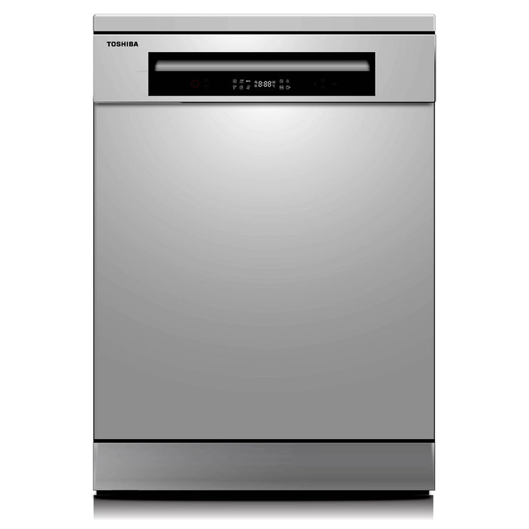 TOSHIBA 14 Place Setting, 6 Programs Free Standing Dishwasher with Dual Wash Zone, DW14F1(S) Silver -