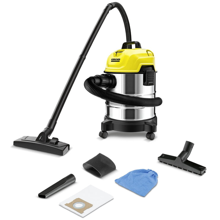مكنسة كهربائية متعددة الأغراض Karcher WD 1s Classic بهيكل من الفولاذ المقاوم للصدأ