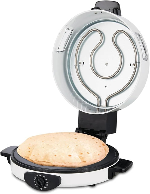 MEBASHI Arabic Bread Maker with 40cm Cooking Plate and Viewing Window -(2200W) White(ME-HBM141)