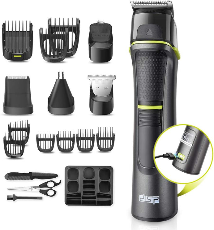 DSP Beard Trimmer 14 in 1 Cordless Hair Clippers Body Nose Hair Trimmer for Men Mustache Trimmer Magnetic USB Rechargeable Waterproof Mens Grooming Kit