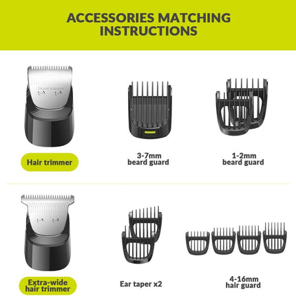 DSP Beard Trimmer 14 in 1 Cordless Hair Clippers Body Nose Hair Trimmer for Men Mustache Trimmer Magnetic USB Rechargeable Waterproof Mens Grooming Kit