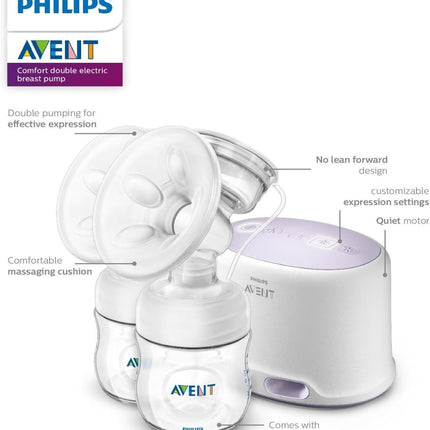 Philips AVENT Double Electric Breast Pump + Bonus Power Cushion, SCF334/22, White