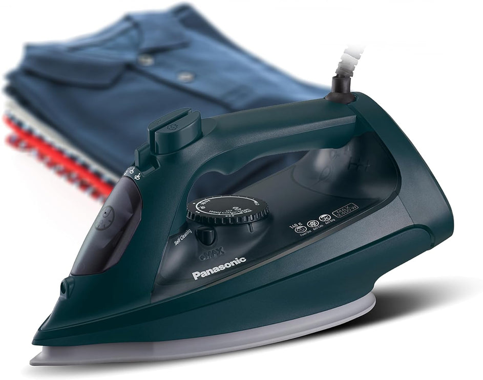 Panasonic Steam Iron Powerful 2400W Performance,Ceramic soleplate,Anti-Calc System,Adjustable Steam Settings,Continous Powershot,Lightweight design for effortless wrinkle removal & Anti-Drip-NI-U450