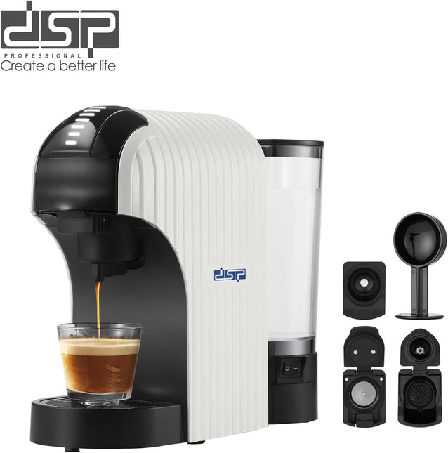 DSP 1400W Multi Capsule Coffee Maker KA3142 20 Bar Water Pump 850ML Capacity Suitable for Nespresso capsules, Dolce Gusto capsules, coffee powder