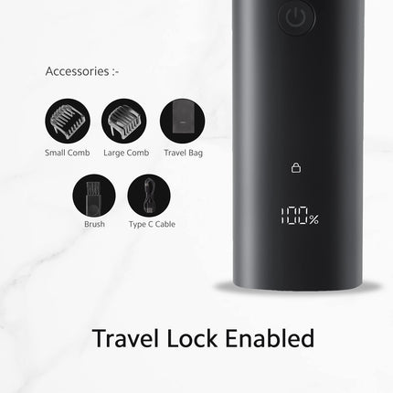 Mi XXQ03HM Xiaomi Corded + Cordless Beard Trimmer 2 with Type-C Fast Charging, LED Display, Waterproof, 40 Length Settings, Stainless Steel Blades, 90 mins Cordless Runtime, Travel Lock, Black
