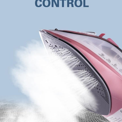 dsp steam iron, steam iron portable, steam spray iron, 2200W with Ceramic-Coated Soleplate, 275ml Water Tank, Powerful Steam Burst, Self-Cleaning, KD1096