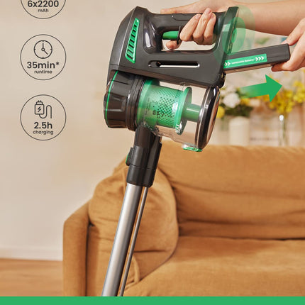 Vactidy Cordless Vacuum Cleaner, Blitz V8 Stick Vacuum Cleaner with 22000 pa Powerful Suction, Up to 35mins with Detachable Battery, Lightweight Hoover Cordless for Hardwood Floor Carpet Pet Hair