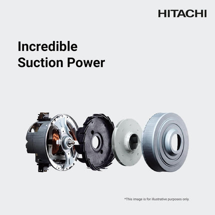 HITACHI Drum Vacuum Cleaner 2200 Watts, 21L Tank Dust Capacity, Aero Power Brush to Clean Efficiently, Metal Pipe, Dusting Brush & Crevice Nozzle, Washable Filter, Best for Home & Office, CV965NBLGCM