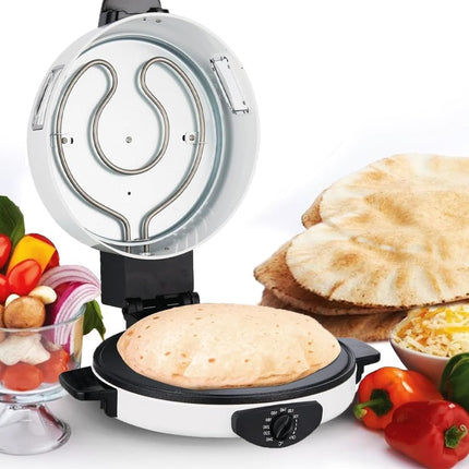 MEBASHI Arabic Bread Maker with 40cm Cooking Plate and Viewing Window -(2200W) White(ME-HBM141)