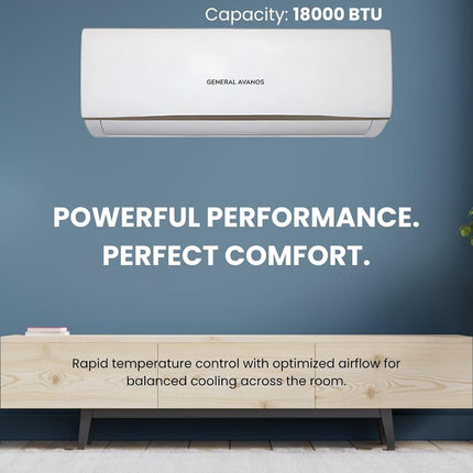 General Avanos Split Air Conditioner, German Quality,18000 BTU, Fast Cooling, Golden Fins, Rotary Compressor, R410A/ AVACS18K054