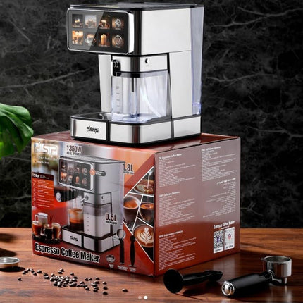 DSP Espresso Coffee Maker Machine – 1350W, 15 Bar Pump, 1.8L Water Tank, Milk Frother | Coffee Machine- KA3149