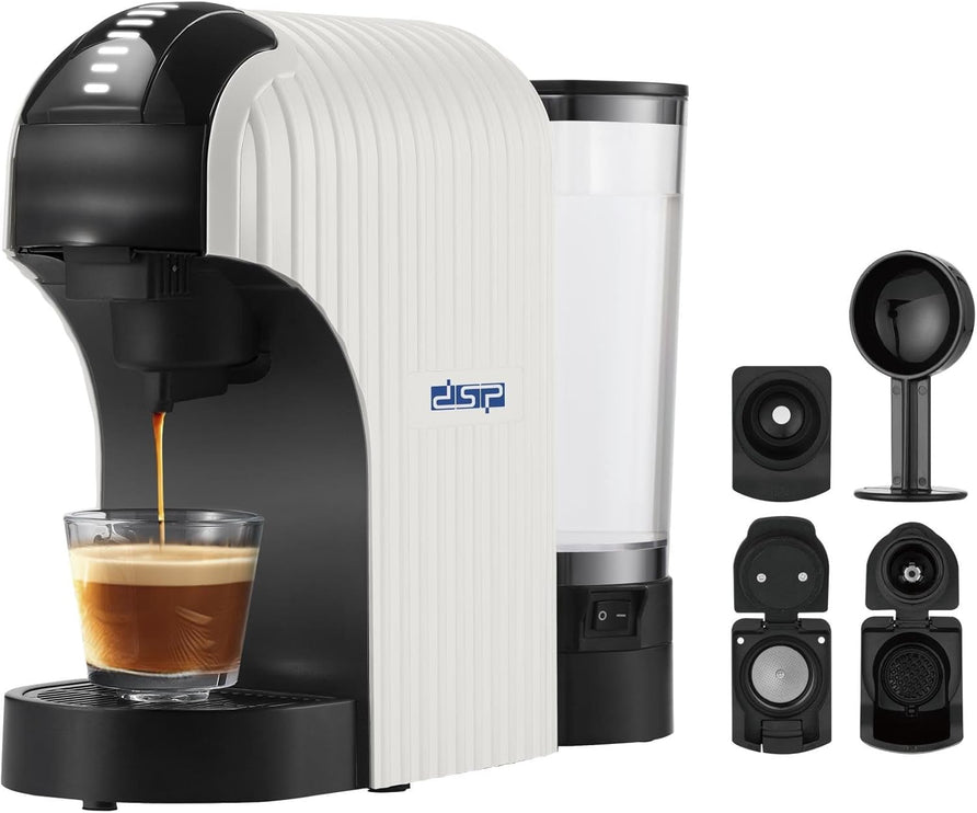 DSP 1400W Multi Capsule Coffee Maker KA3142 20 Bar Water Pump 850ML Capacity Suitable for Nespresso capsules, Dolce Gusto capsules, coffee powder