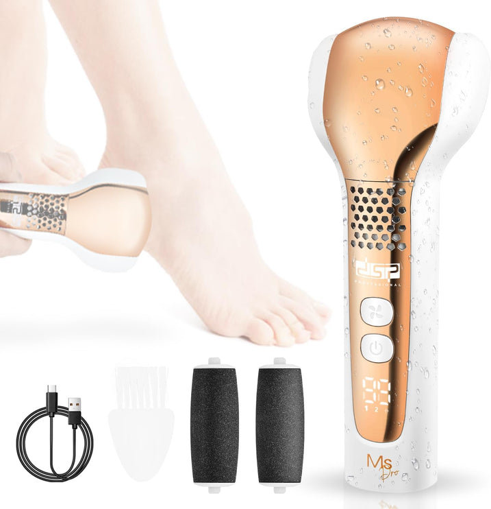 جهاز إزالة مسامير القدم الكهربائي DSP بسرعتين، 10000 دورة في الدقيقة و3 بكرات - مبرد قدم مقاوم للماء IPX5، وقت تشغيل 90 دقيقة، مقشر قدم فعال ومزيل مسامير القدم للعناية بالقدمين