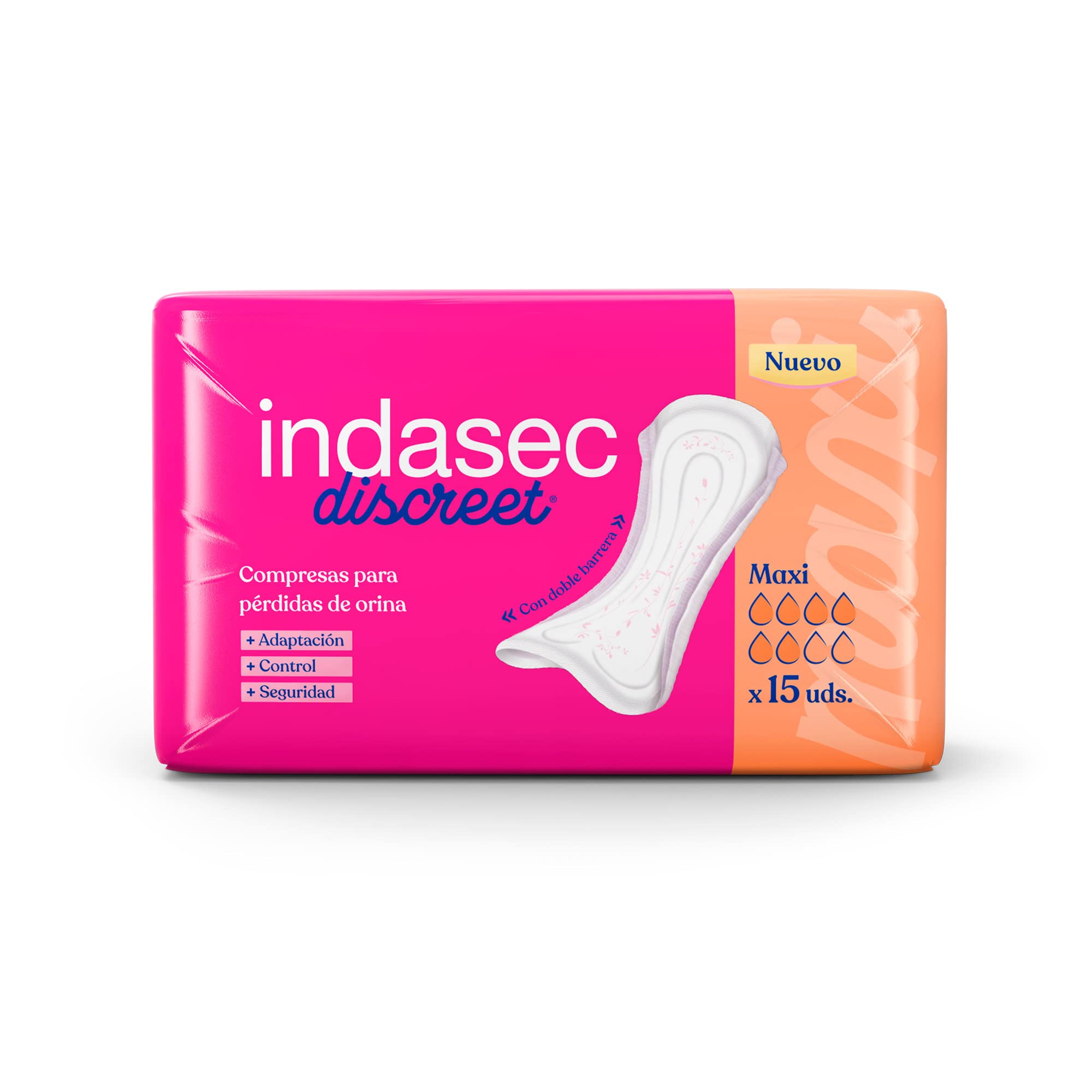 Indasec Discreet Maxi - Pads for Urine Leakage - 15 Units