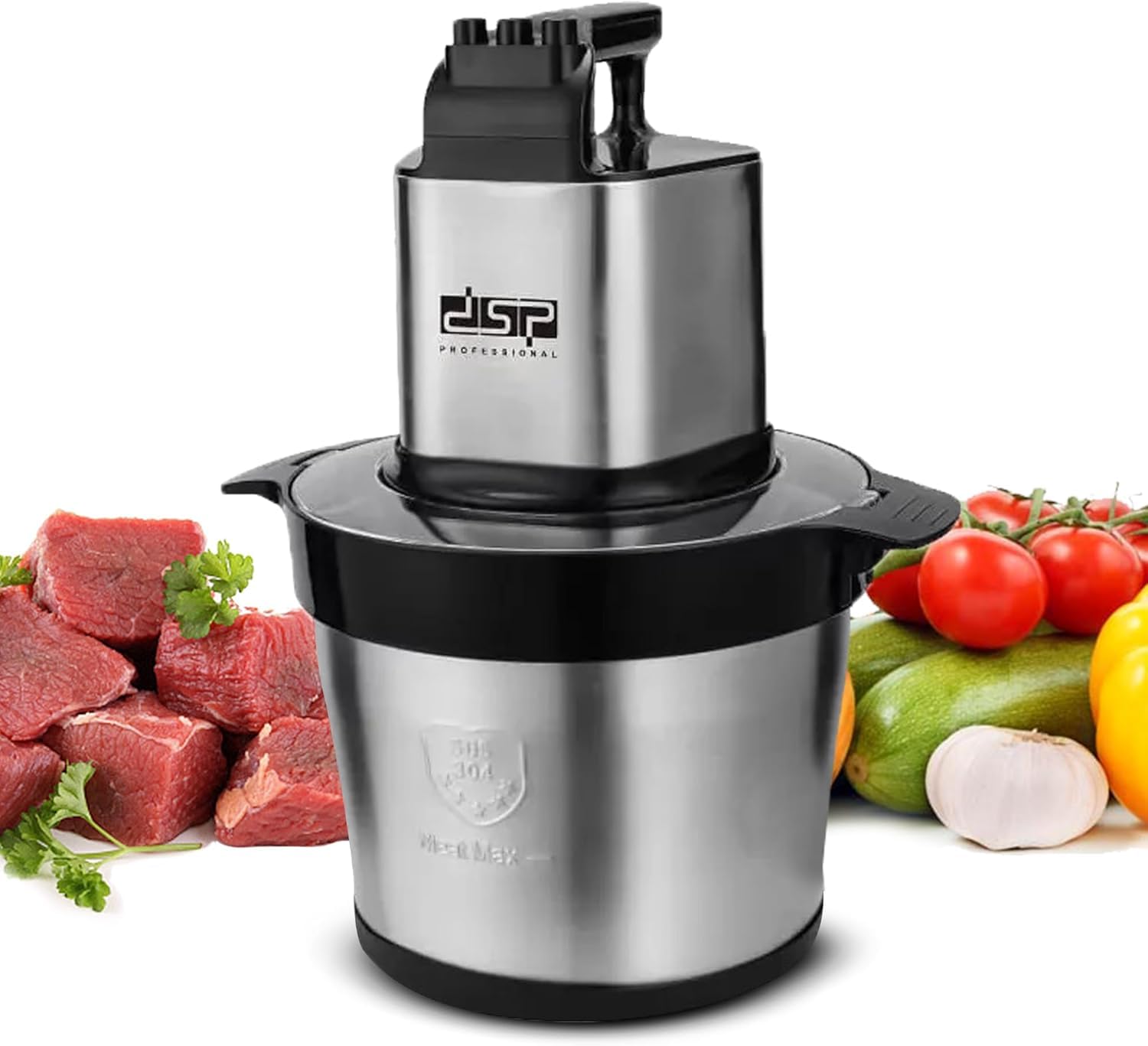 Meat Grinder & Meat Grinder Meat Chopper 1200W, 6L Capacity, Metal Spindle, Four Stainless Steel Blades, 3 Gears, SUS 304 Stainless Steel Body, KM4089, Multicolo