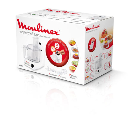 Moulinex Master Chef FP211110 Multifunctional Food Processor 500 W Power 2 Speeds + Pulse Function, Grating, Slicing, Chopping, Emulsifying, Mixing