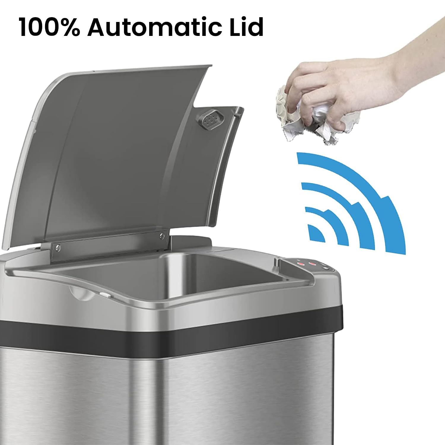 iTouchless 2.5 Gal Sensor Bathroom Trash Can with Lid and Odor Filter, Stainless Steel 10 Liter Small Waste Basket, Includes Air Freshener Fragrance Cartridge, Home Office Bedroom Kitchen Livingroom