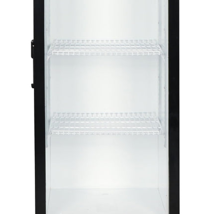 TCL F280SCB Showcase Refrigerator, 280L Gross Capacity, 1-10℃ Temperature, Ventilated Cooling System, Tempered Glass Door, Steel Wire Shelves, Lock & Key, Front Air Blowing - F280SCB