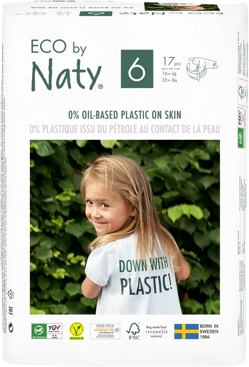 Eco by naty baby diapers 17 pieces size 6 (16+ kg or 35+ lbs)