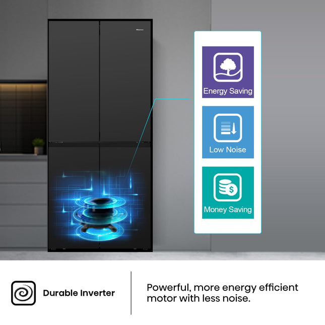 Hisense 561 Liter Side By Side Cross Door Refrigerator, Black - Rq561N4Ab1"Min 1 year manufacturer warranty"