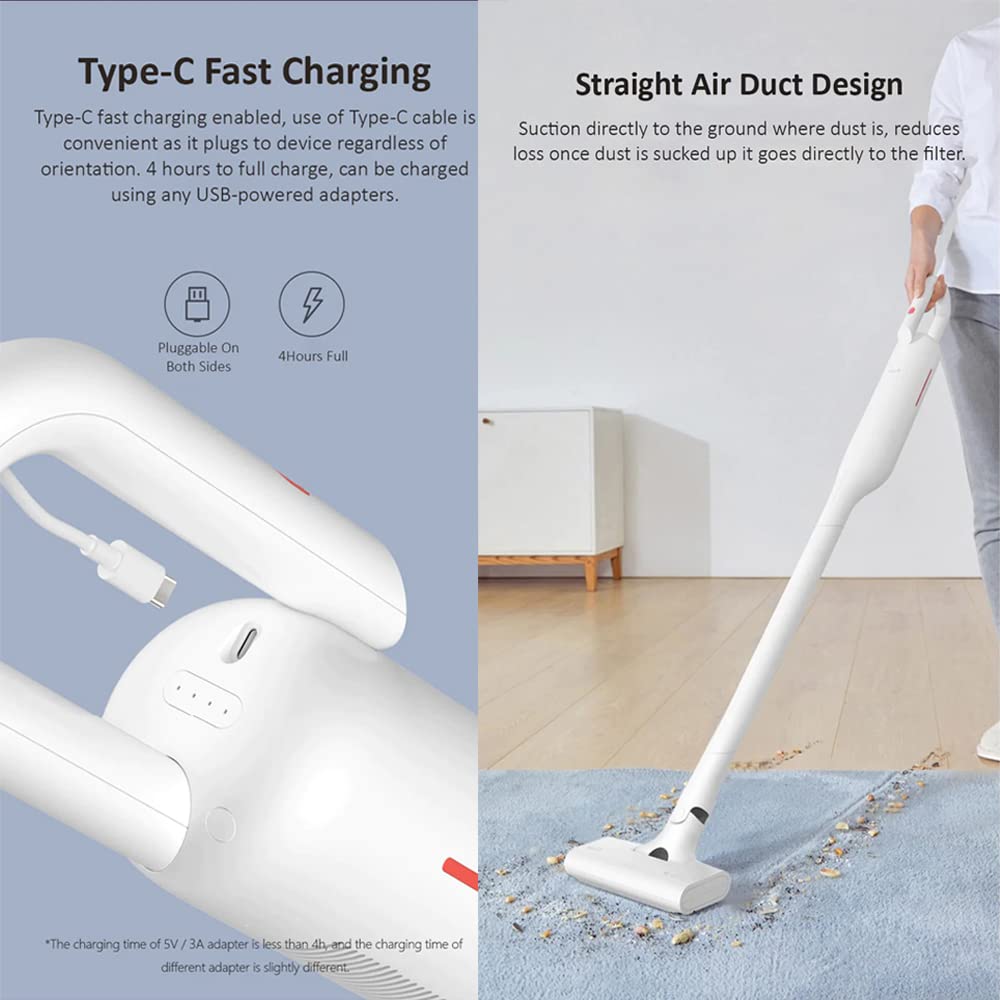 Deerma VC01 Max Lightweight Cordless Stick Handheld Vacuum Cleaner White and water tank, mopping