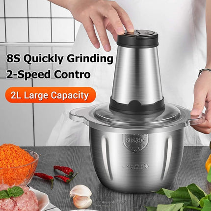 ARSHIA Food Blender & Meat Mincer | Meat Grinder | Premium Stainless Meat Grinder & Food Processor - 200W Power, 2L Capacity, 4 Blades | Multifunctional Chopper | Chopper For Vegetables, Fruits and Nuts