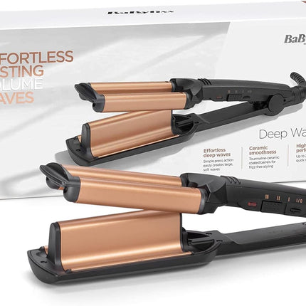 BaByliss Deep Waves Styler, Swivel Cord For Ease Of Use, Floating Plates For Even Heat Distribution, Long-lasting Styling Results & Ceramic Heating Technology, W2447SDE
