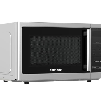 Tornado 25 Liters Digital Microwave Oven Solo with 10 Power Levels, 850W, Touch Control panel, Child-Safety-Lock, Defrost Function, 8 Auto cooking function, Silver, TWDS-25-S-E