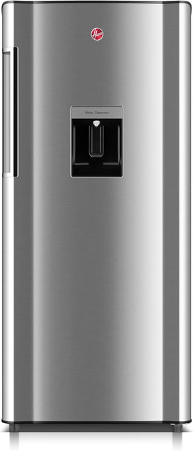 Hoover 195L Single Door Refrigerator With Water dispenser, Curved door design, Chiller Compartment, LED Lighting, Glass Shelves  HSD-K195-S