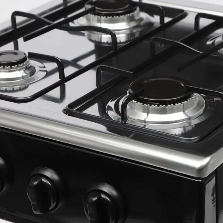 KRAWN Gas Stove 4 Burners Steel With Auto Ignition - 4 Eyes 38042 Black